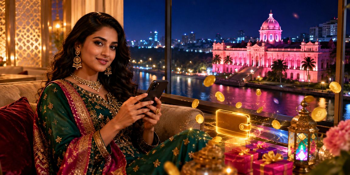 ঢাকায় ঈদ উৎসবে uuok - এ ডিপোজিট করছেন একজন বাংলাদেশি ব্যবহারকারী